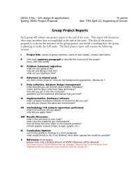 Group Project Reports: Project Proposal - Spring 2004 | PHIL 176 - Docsity