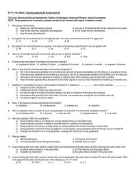 Practice Questions for Exam 3 | General Biology | BI 101 - Docsity