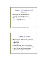 Selection Control Structures - Introduction-Computer Science | CS 110 ...