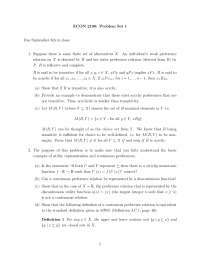 Problem Set 1 - Advanced Microeconomic Theory 1 | ECON 2100 - Docsity