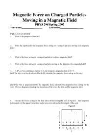 Magnetic Force on Charged Particles Moving in Magnetic Field - Quizzes ...