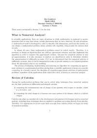 What is Numerical Analysis - Lecture Notes | Math 105 - Docsity
