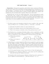Exam 1 Questions | Enriched Physics with Calculus I | PHY 2060 - Docsity