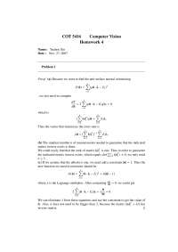 Homework 4 - Computer Vision - Fall 2007 | CAP 5416 - Docsity