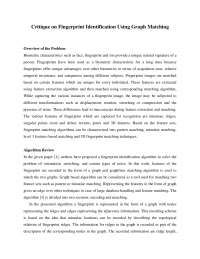 Paper 1 - Critique on Fingerprint Identification Using Graph Matching ...