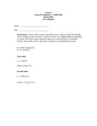 Test 1 Practice Questions - General Chemistry II | CHM 1046 - Docsity