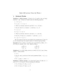 Notes on Ordered Fields in Classical Analysis I | MATH 403 - Docsity