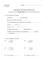Sample Test 3A - Problem Solving in Mathematics | MATH 200 - Docsity