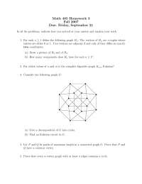 Homework 3 with 5 Practice Problems on Graph Theory | MATH 485 - Docsity