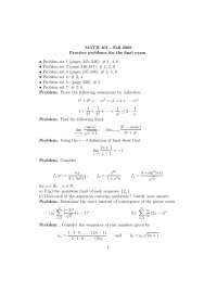 Practice Problems for The Final Exam - Introduction to Analysis I ...