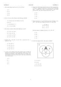 Exam II Sample A Questions - Finite Mathematics | MATH 017 - Docsity
