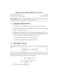 Angular Momentum Exam #1 - Introduction to Quantum Mechanics II | PHYS ...