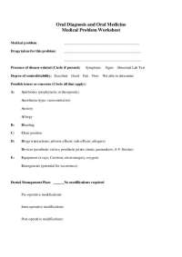 Oral Diagnosis and Oral Medicine Medical Problem Worksheet | ODM 830