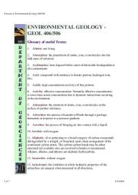Glossary of Useful Terms on Environmental Geology - Outline | GEOL 406