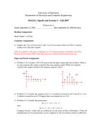 Problem Set 4 for Signals and Systems I | EE 421G - Docsity