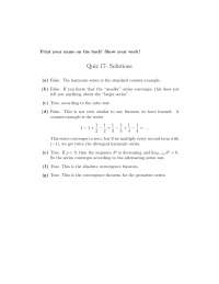 Quiz 17 with Solutions - Calculus I | MATH 142 - Docsity