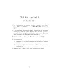 5 Questions for Introduction to Analysis - Homework 3 | MATH 104 - Docsity
