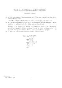 Quiz 7 Solutions - Introduction to Analysis | MATH 104 - Docsity