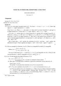 Homework 12 Solution - Introduction to Analysis | MATH 104 - Docsity