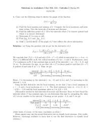 Worksheet 5 with Solution Key for Calculus I | MA 113 - Docsity