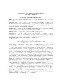Solutions to Selecta from Problem Set 3 | Solution Set 8 | Complex ...
