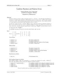 Condition Numbers and Relative Errors - Laboratory 8 | MATH 526 - Docsity