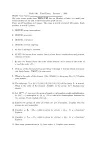 Final Exam Questions for Algebraic Structures I - 2001 | MATH 546 - Docsity