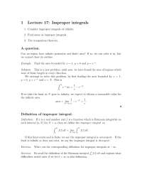 Improper Integrals - Lecture Notes | MA 114 - Docsity