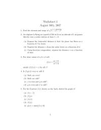 Worksheet 2 | Calculus - Fall 2007 | MATH 1A - Docsity