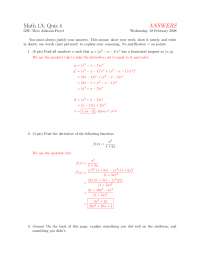 Quiz IV with Answers - Calculus - Fall 2008 | MATH 1A - Docsity