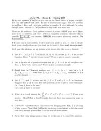 10 Questions for Old Exam 2 - Discrete Mathematics I - Spring 2006 ...