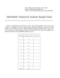 Sample Final Exam - Numerical Analysis | MATH 128A - Docsity