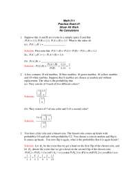 10 Questions on Probability - Solved Practice Exam 1 | MATH 511 - Docsity