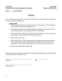 Final Exam Paper - Statistics for Engineers | STAT 4705 - Docsity