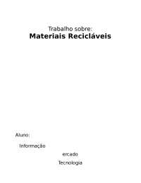 Trabalho Reciclagem - #capa reciclagem
