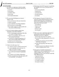 18 MCQs on Principles of Biology I - Test 7 | BIOL 1107 - Docsity