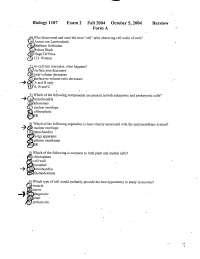 Exam 2 with Answers - Principles of Biology I - Fall 2004 | BIOL 1107 ...