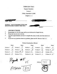 Test 1 with Answer Key - Modern Organic Chemistry I | CHEM 2211 - Docsity
