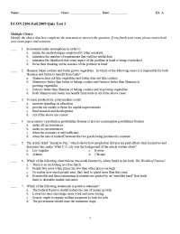 Quiz 1 with Answer Key - Principles of Microeconomics | ECON 2106 - Docsity