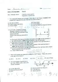 Test 1 Solutions for General Physics II | PHYS 1510 - Docsity