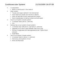 Notes on Cardiovascular System - Biological Concepts | BIOL 101 - Docsity
