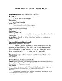 Review for Test II - Theatre 1 - Advanced Theatre Production | - Docsity