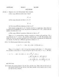 Solutions for Exam 1 - Applied Algebra - Fall 2009 | MATH 4023 - Docsity