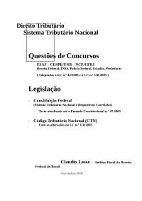 Questões de Concursos ESAF – CESPE/UNB – NCE/UFRJ Legislação
