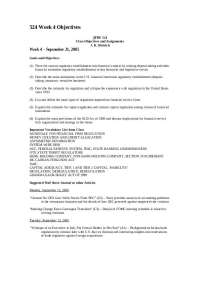 Week 4 Objectives in SFBE 524: Financial Institution Regulation - Prof. John Dietrich