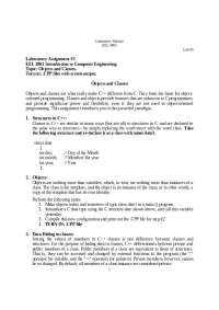 Laboratory Assignment on Objects and Classes in C++