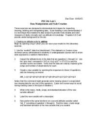 Data Manipulation and Scale Creation: Creating Attitude and Knowledge Scales