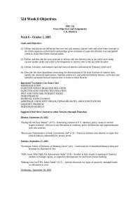 Week 6 Objectives for FBE 524: Interest Rates and Term Structure - Prof. John Dietrich