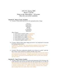Water in the Atmosphere: Lab Exercise for ATS 351, Spring 2009