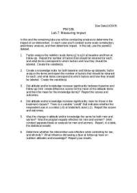 Lab 7: Assessing Nutrition Intervention Impact - Attitudes and Knowledge Comparison - Prof
